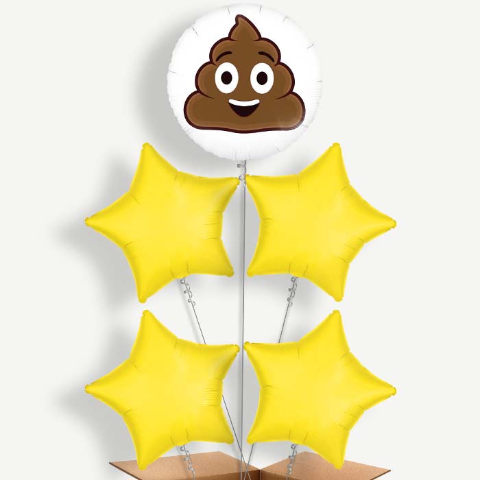 Poop Emoji Balloon Cluster Inflated with Helium | Party Save Smile