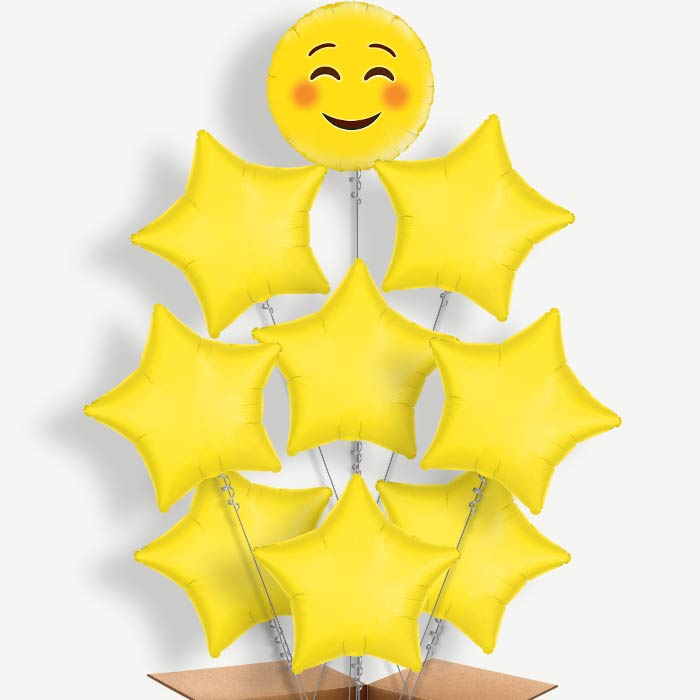 Emoji Smiling Eyes Balloon Bundle Inflated with Helium | Party Save Smile