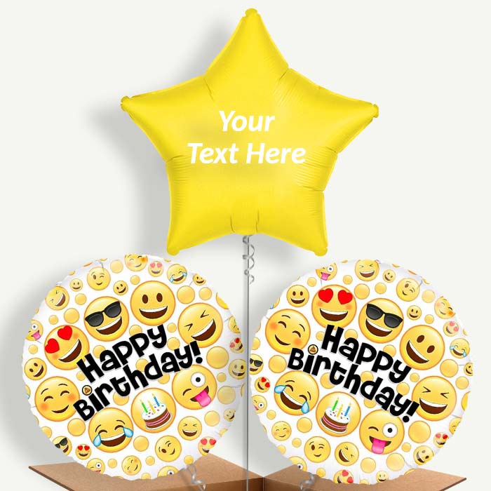 Personalisable Emoji Happy Birthday Helium Balloons | Party Save Smile