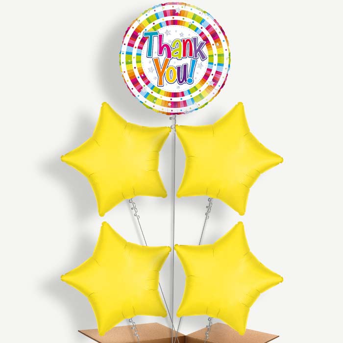 Thank You Stripes Balloon Cluster Inflated with Helium | Party Save Smile