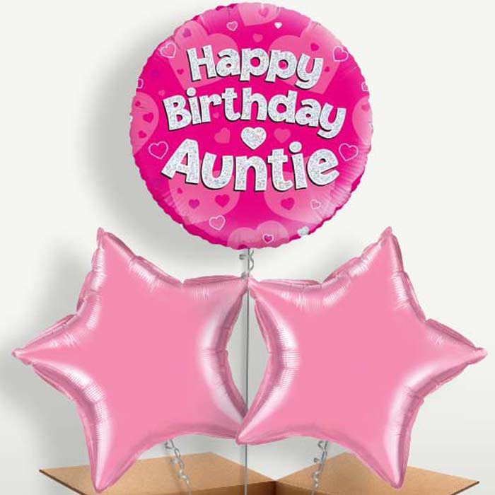 Pink Heart Happy Birthday Auntie Balloon Bunch | Party Save Smile
