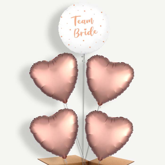 Team Bride Rose Gold Dots Helium Balloon Cluster | Party Save Smile