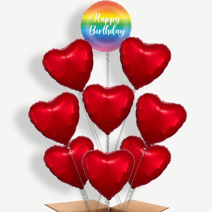 Rainbow Ombre Happy Birthday Helium Balloon Bundle | Party Save Smile
