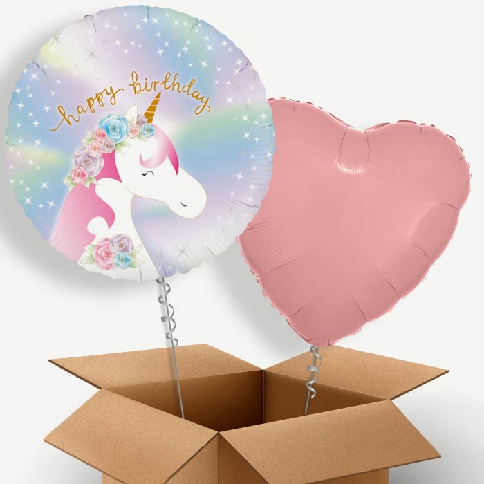 Ombre Unicorn Happy Birthday Helium Balloon Pair | Party Save Smile