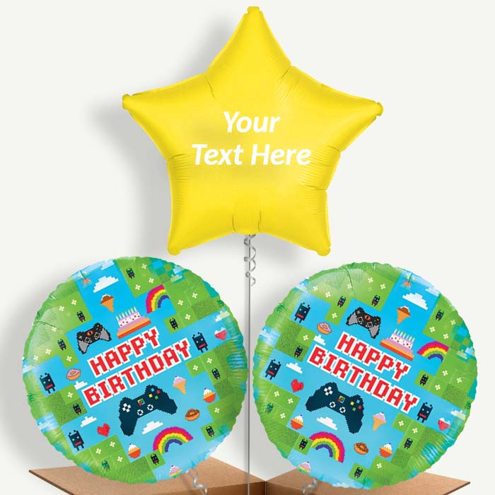 Personalisable Gaming Birthday Game Blox Helium Balloons | Party Save Smile