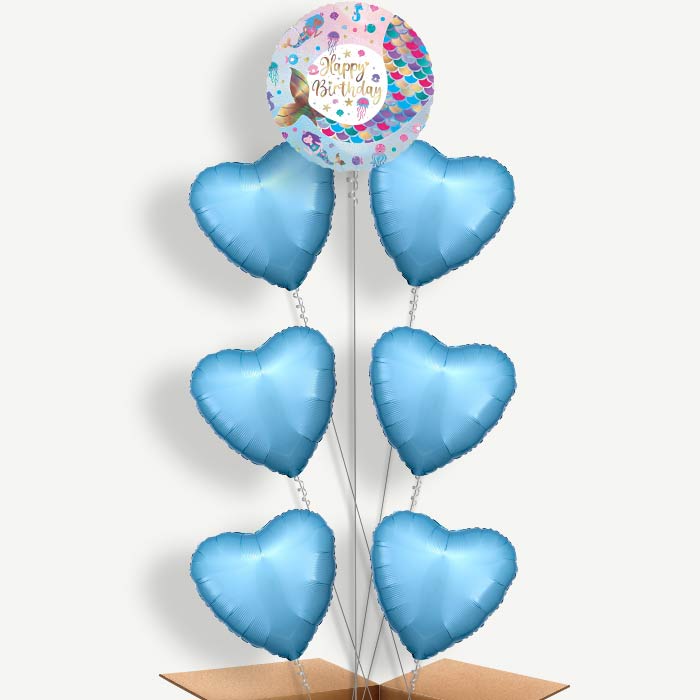 Happy Birthday Mermaid Tail Helium Balloon Arrangement | Party Save Smile