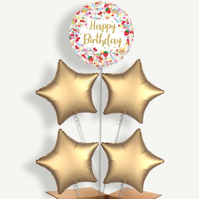 Pick n Mix Sweets Happy Birthday Helium Cluster Balloons | Party Save Smile