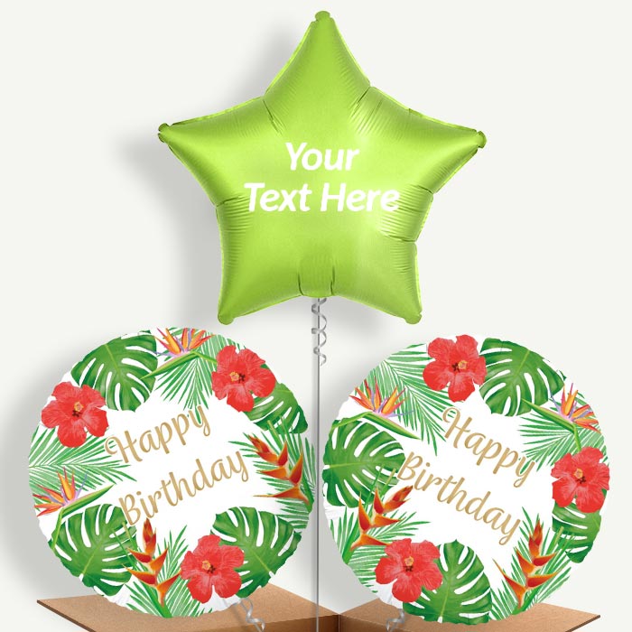Personalisable Tropical Happy Birthday Helium Balloons | Party Save Smile
