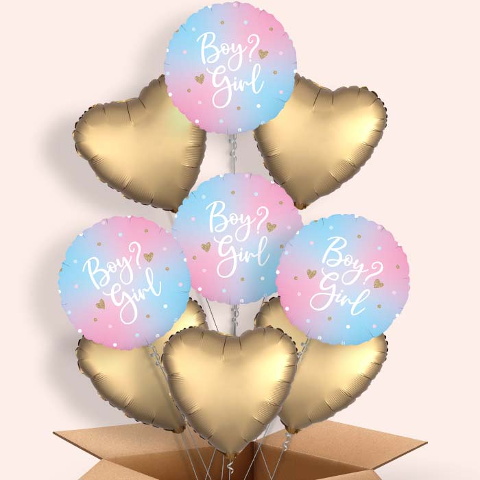 Pastel Ombre Gender Reveal Helium Balloon in a Box - 9 Balloons | Party Save Smile