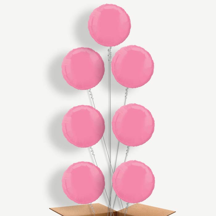 Bright Pink Plain Coloured Circle Helium Balloon Arrangement | Party Save Smile
