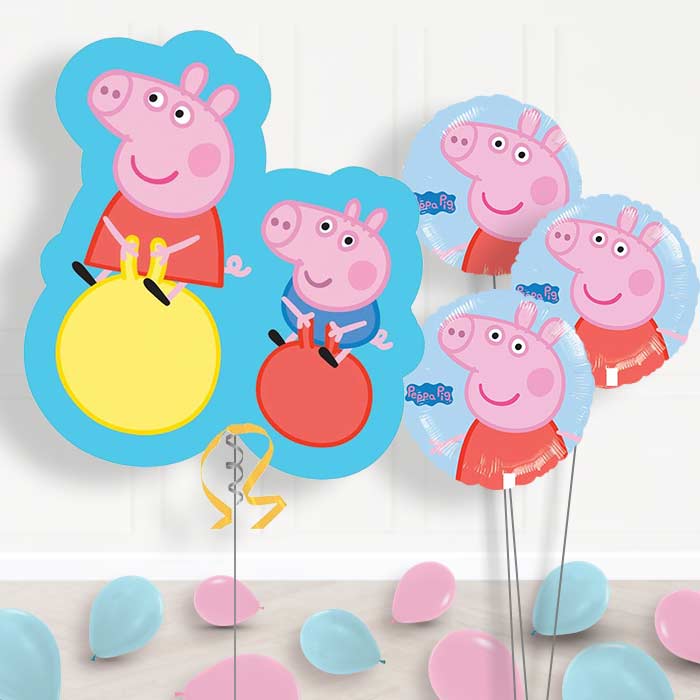 Peppa and George Balloon Display Package - Themed Bouquet and Latex | Party Save Smile