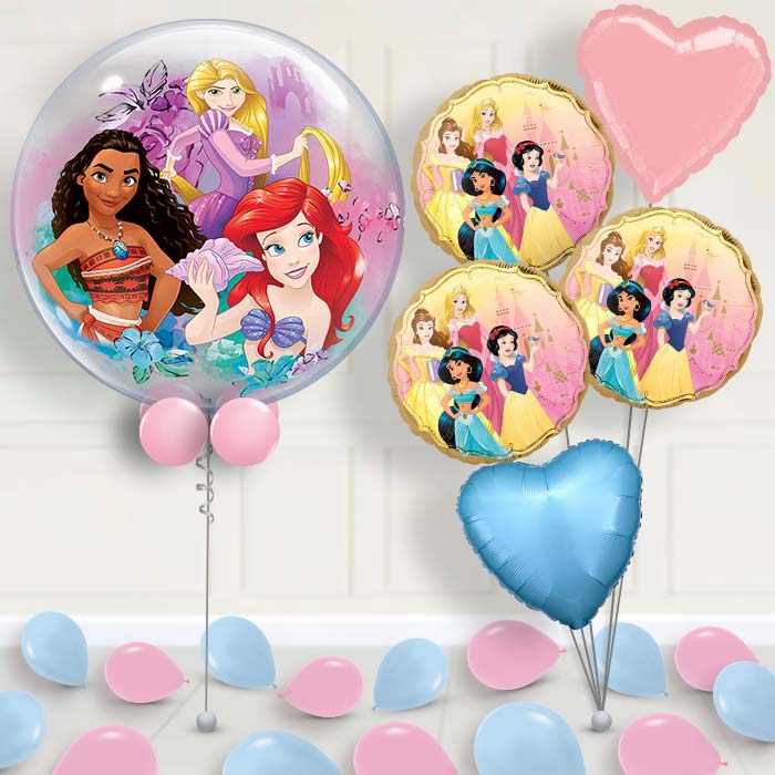Disney Princess Bubble Balloon with Balloon Bouquet - 1 x Bubble Balloon with 5 Bouquet (mixed) | Party Save Smile