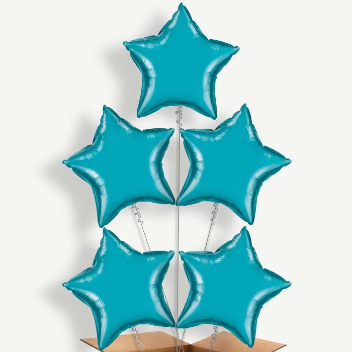 Turquoise Star Helium Balloon Cluster | Party Save Smile