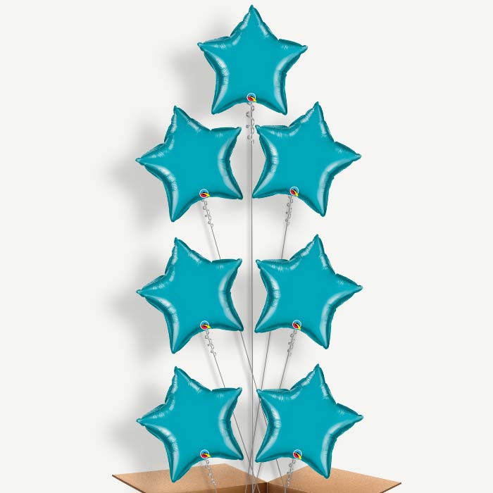 Turquoise Star Helium Balloon Arrangement | Party Save Smile