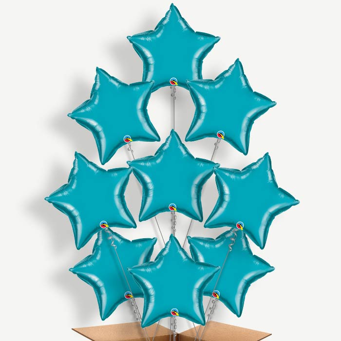 Turquoise Star Helium Balloon Bundle | Party Save Smile