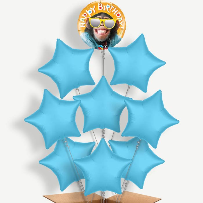 Monkey Birthday Balloon Bundle Inflated with Helium | Party Save Smile