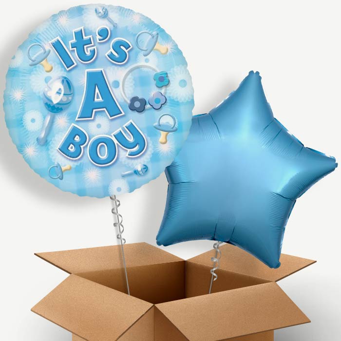 New Baby Boy (Baby Boy) Helium Balloon Pair | Party Save Smile
