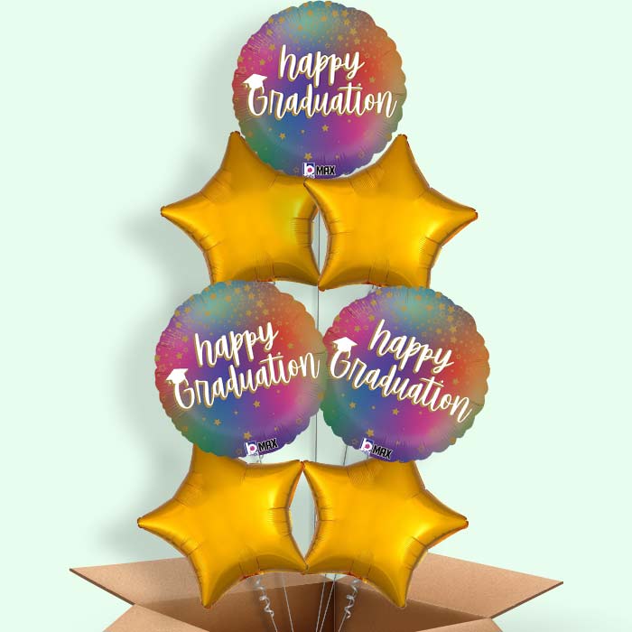 Rainbow Graduation Helium Balloons Delivered in a Box