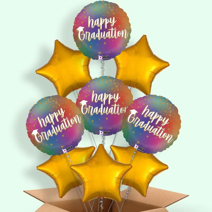 Rainbow Graduation Helium Balloons Delivered in a Box