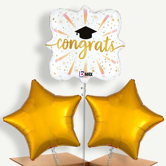 Caps Graduation Bunch of Balloons inflated with Helium (Trio)