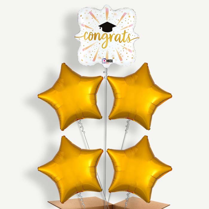 Caps Graduation 5 Balloon Cluster Inflated with Helium