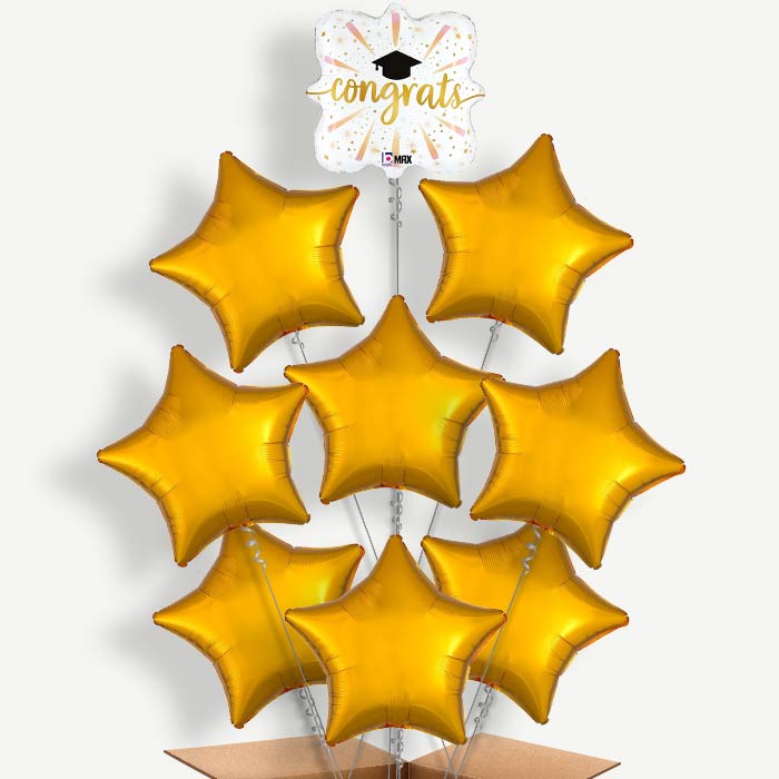 Caps Graduation 9 Balloon Bundle Inflated with Helium