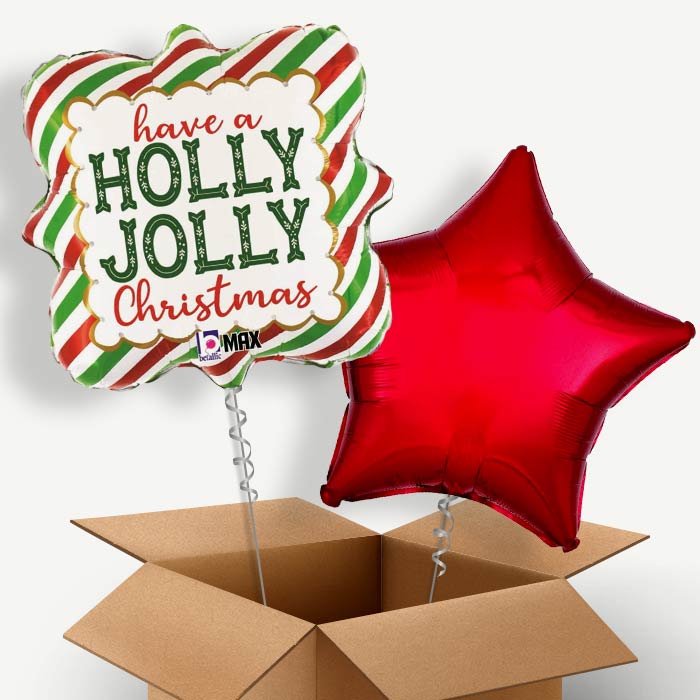 Holly Jolly Christmas Helium Balloon Pair | Party Save Smile