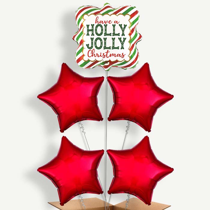 Holly Jolly Christmas Helium Cluster Balloons | Party Save Smile