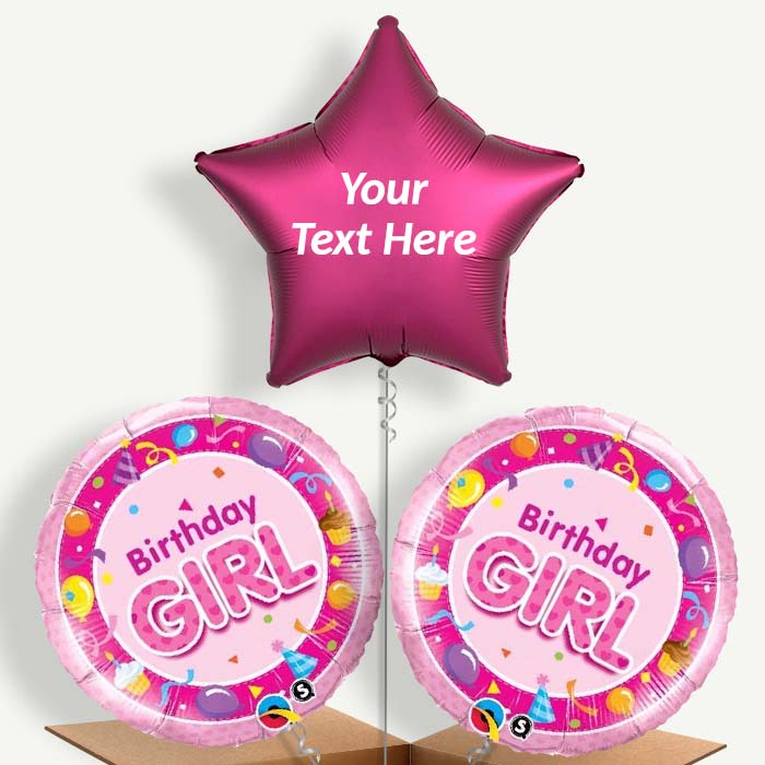 Personalisable Birthday Girl Celebration Helium Balloons | Party Save Smile