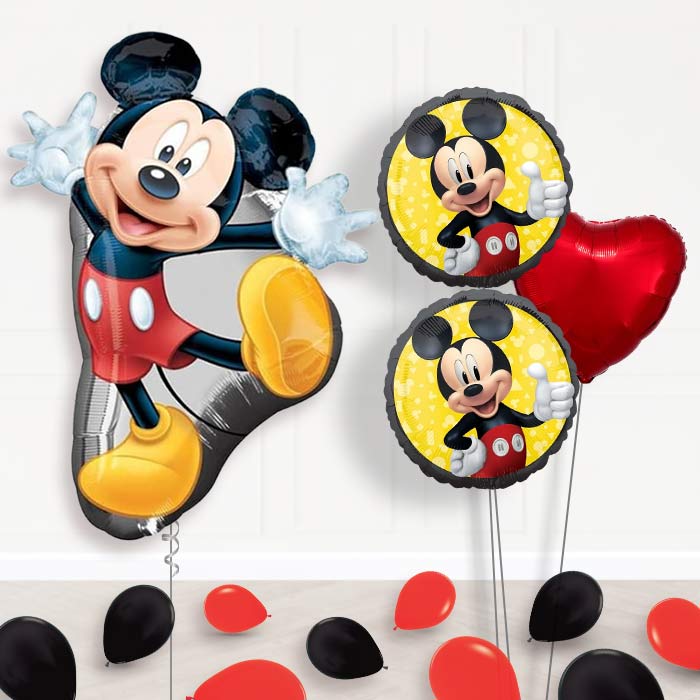 Mickey Mouse Balloon Bouquet in a Box-Giant Balloon + 2 Themed Balloons + 1 Plain Balloon + Mini Balloons