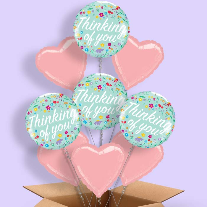 Floral Thinking of You Helium Balloon in a Box - 9 Balloon | Party Save Smile