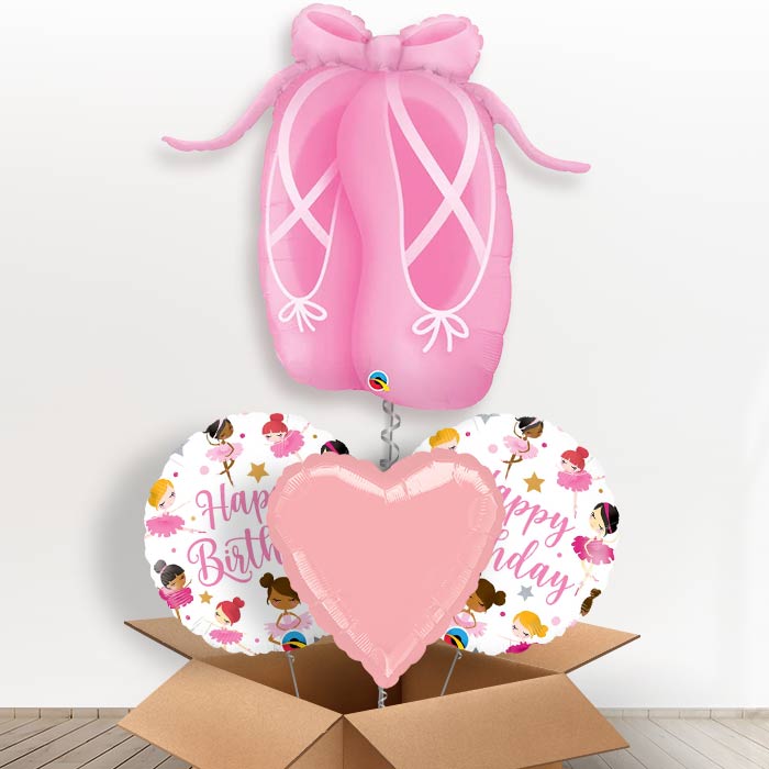 Ballerina Slipper Helium Balloon in a Box-1 x Giant Balloon and 2 Themed Balloons and 1 Plain Balloon