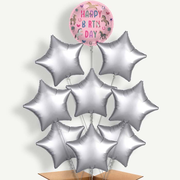 Happy Horse Birthday 9 Helium Balloon Bundle | Party Save Smile