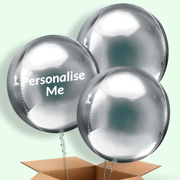 Trio of Silver Orbz Helium Balloons