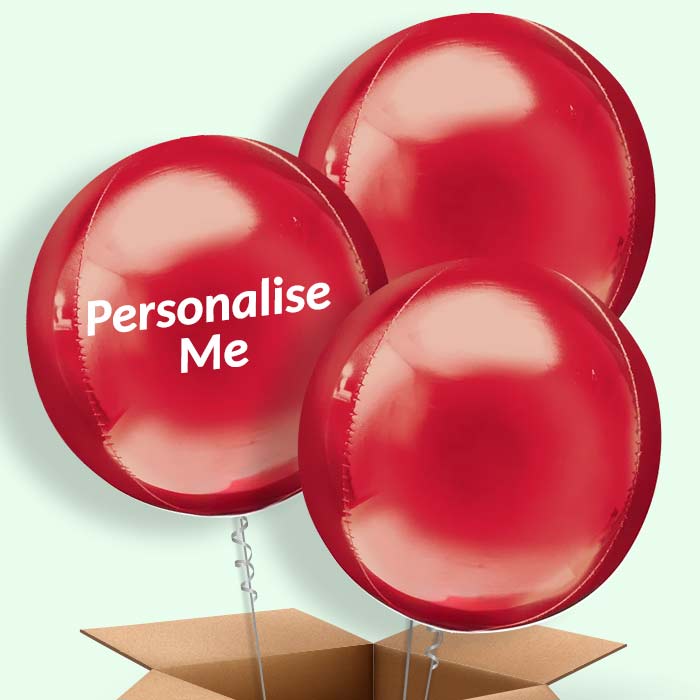 Trio of Red Orbz Helium Balloons