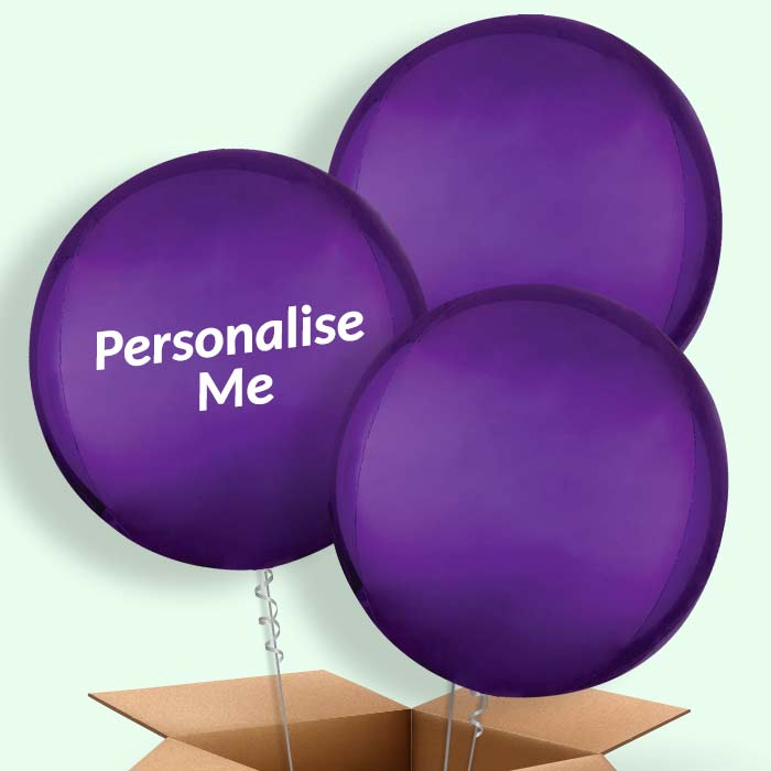 Trio of Purple Orbz Helium Balloons