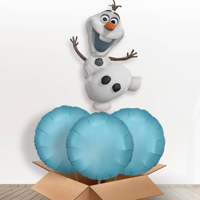 Giant Olaf Frozen Helium Balloon In a Box - with 3 Plain Balloons | Party Save Smile