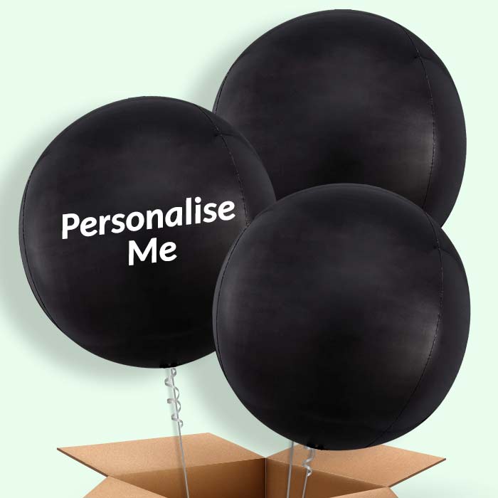 Trio of Black Orbz Helium Balloons
