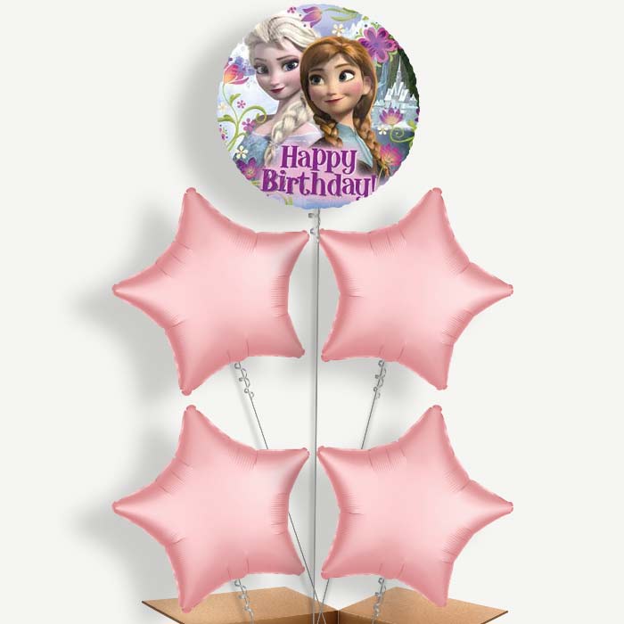 Happy Birthday Frozen Balloon Cluster Inflated with Helium | Party Save Smile