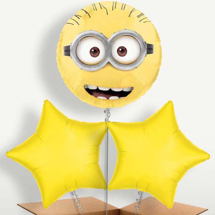 Minion Face Balloon Bunches inflated with Helium | Party Save Smile