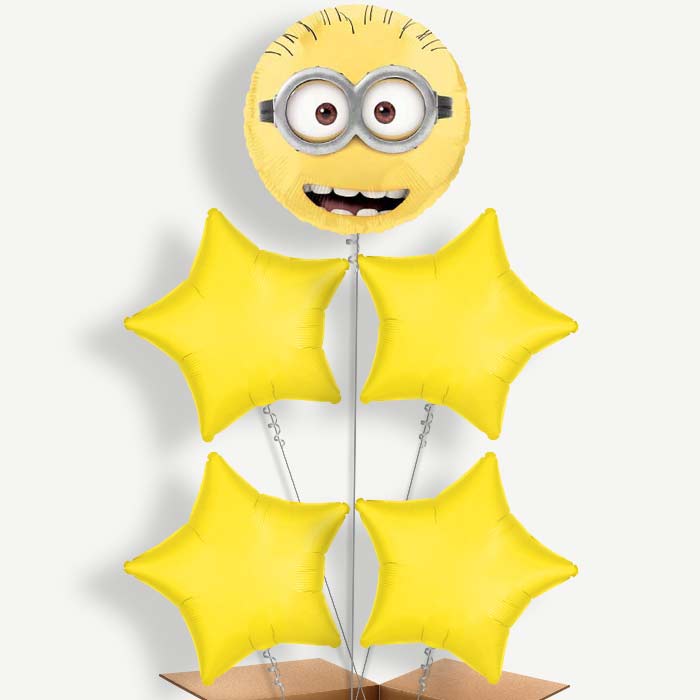 Minion Face Balloon Clusters Inflated with Helium | Party Save Smile