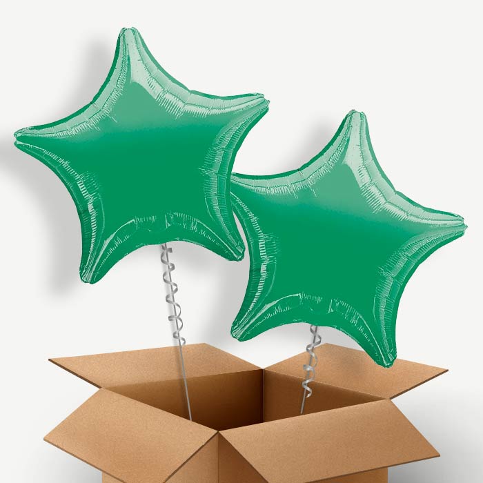 Green Metallic Star Helium Balloon Duo | Party Save Smile