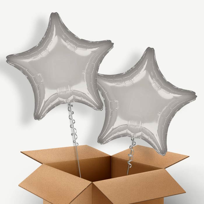 Silver Metallic Star Helium Balloon Couple | Party Save Smile