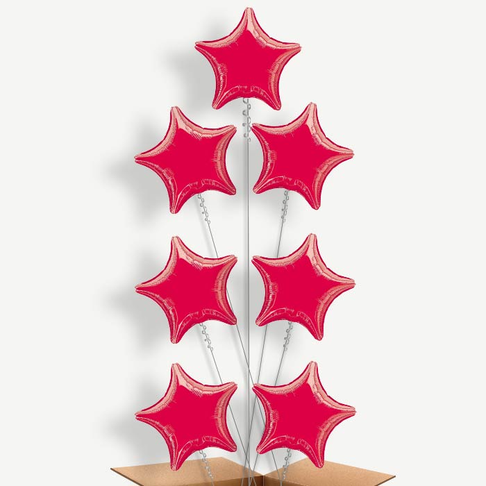 Red Metallic Star Balloon Arrangement Inflated with Helium | Party Save Smile