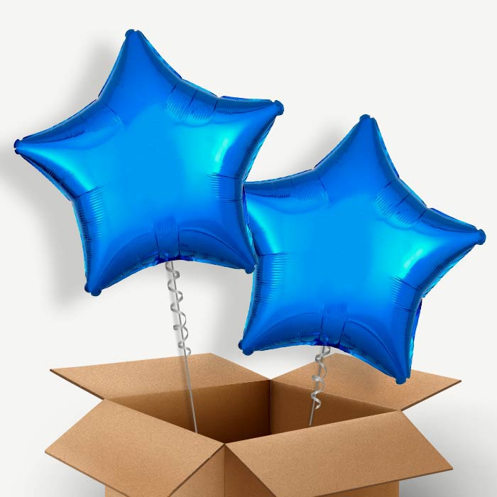 Blue Metallic Star Helium Balloon Duo | Party Save Smile