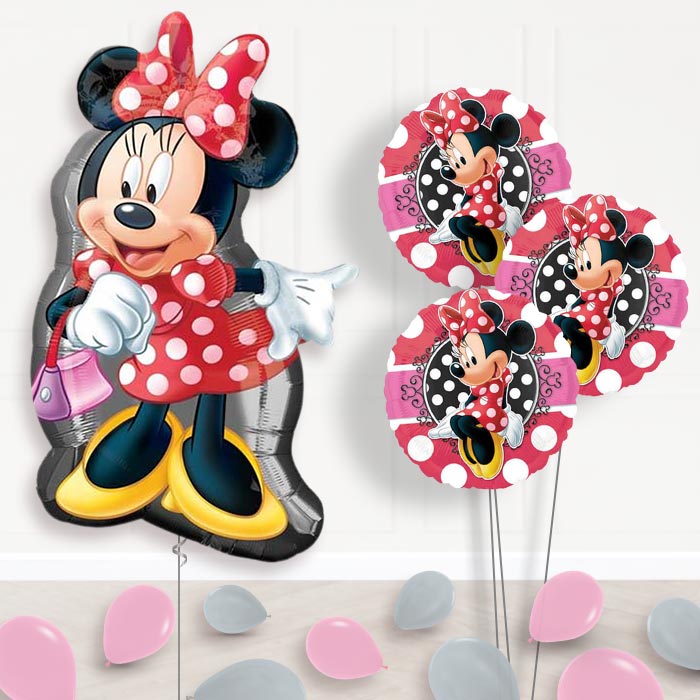 Giant Minnie Mouse Polka Dots Balloon Bouquet Delivery - 1 x Giant Balloon with Themed Bouquet and Latex | Party Save Smile