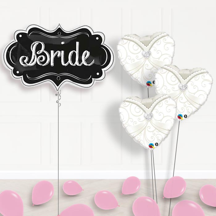 Personalised Wedding Helium Balloons - Bride Chalkboard - Themed Bouquet and Latex | Party Save Smile
