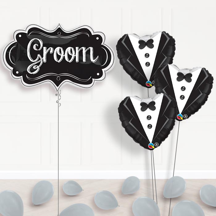 Personalised Wedding Helium Balloons - Groom Chalkboard - Themed Bouquet and Latex | Party Save Smile