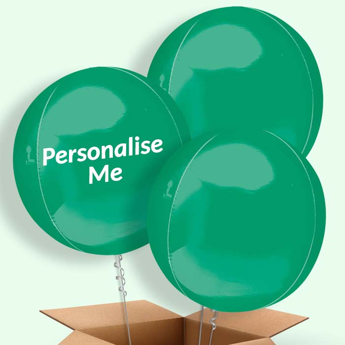 Trio of Dark Green Orbz Helium Balloons