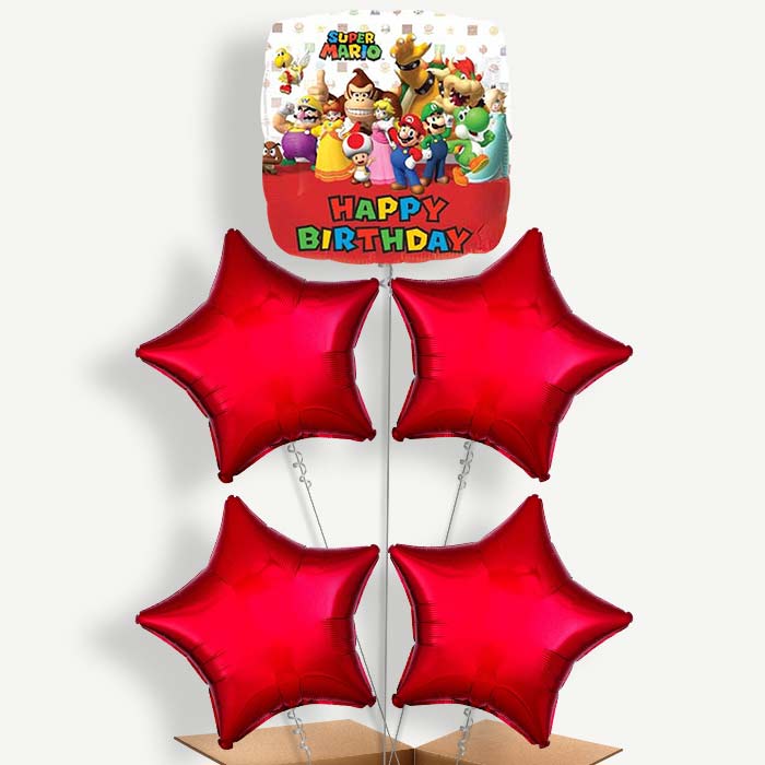 Super Mario Happy Birthday Helium Balloon Cluster | Party Save Smile